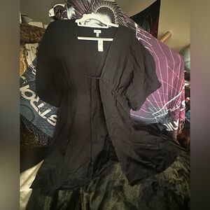 Aerie NWT Black Dress Front Tie Swim Cover Up Linen